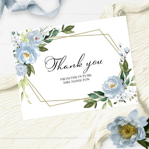 Dusty Blue Geometric Bridal Shower Thank You Postcard