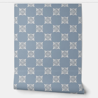 Dusty Blue Geometric Floral Peel and Stick Wallpaper