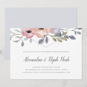 Dusty Blue Geometric Floral   Post Wedding Brunch Invitation