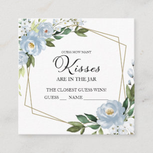 Dusty Blue Geometric Guess How Many Kisses Cards