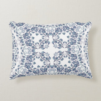 Dusty Blue Geometric Mandala Pattern Decorative Cushion