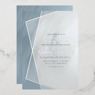 dusty blue geometric typography wedding silver