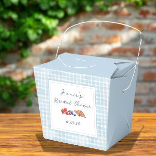 Dusty Blue Gingham Brunch Bridal Shower Fun Picnic Favour Box