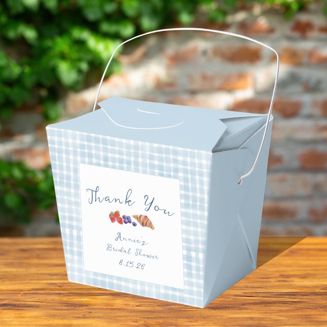 Dusty Blue Gingham Brunch Bridal Shower Thank You Favour Box (Creator Uploaded)
