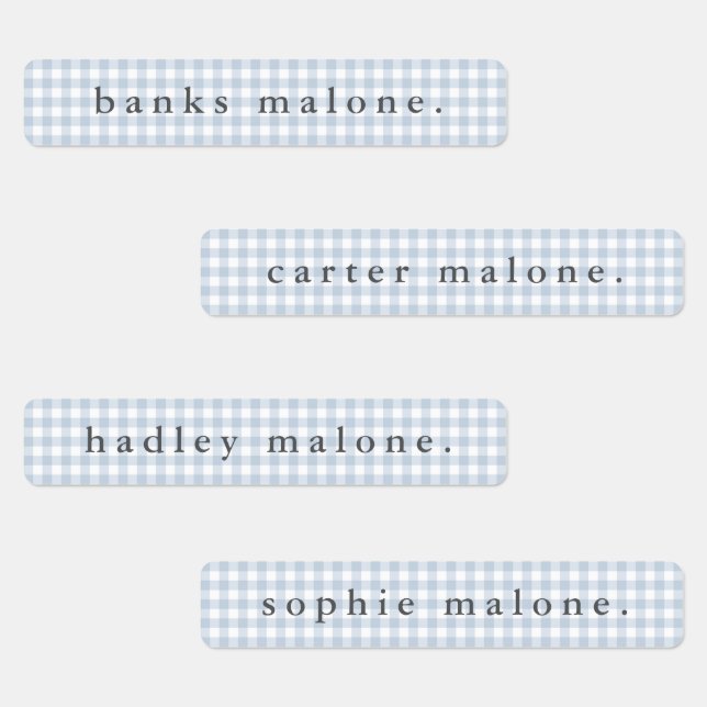 Dusty Blue Gingham Waterproof Name (Group)
