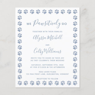 Dusty Blue Glitter Paw Prints Budget Wedding