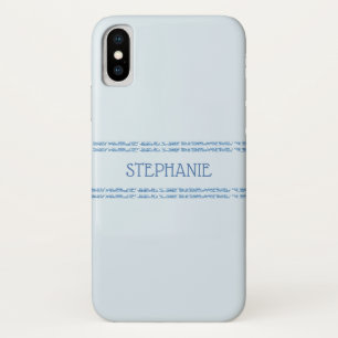 Dusty Blue Glitter Stripes Personalised iPhone X Case