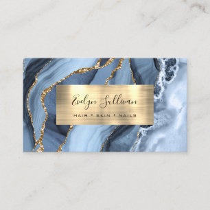 Dusty Blue Gold Agate Business Card