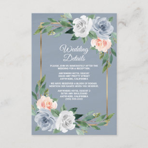 Dusty Blue Gold Blush Pink Peach Elegant Wedding Enclosure Card