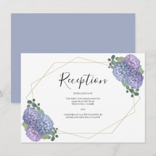 Dusty Blue Gold Floral Geometric Wedding Reception Enclosure Card