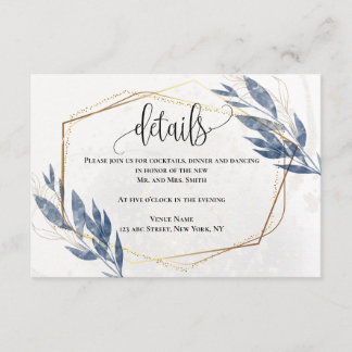 Dusty Blue Gold Frame Eucalyptus Details Enclosure Card
