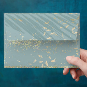 Dusty Blue Gold Glitter Dust Envelope