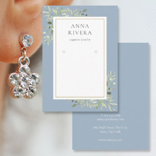 Dusty Blue Gold Greenery Earring Display Card