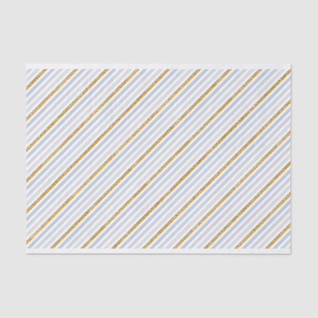 Dusty Blue Gold Striped Tissue Paper (Front)