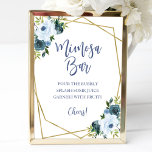 Dusty Blue Gold Watercolor Floral Mimosa Bar Sign<br><div class="desc">Dusty Blue Watercolor Floral Mimosa Bar Sign</div>