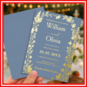 Dusty Blue Gold Wildflower Wedding