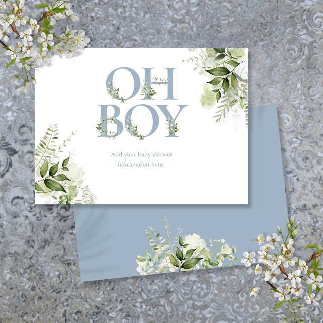 Dusty Blue Greenery Baby Shower Enclosure Card (Dusty Blue Greenery Baby Shower Enclosure Card)
