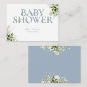 Dusty Blue Greenery Baby Shower Enclosure Card