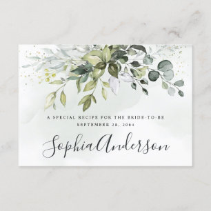 Dusty Blue Greenery Bridal Shower Recipe Cards