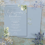 Dusty Blue Greenery Bridesmaids Luncheon Invitation<br><div class="desc">This elegant dusty blue botanical greenery leaves bridesmaid's luncheon invitation can be personalised with your information in chic typography with your monogram initials on the reverse. Designed by Thisisnotme©</div>