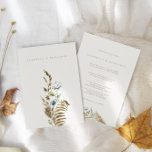 Dusty Blue Greenery & Dried Pampas Grass Wedding Invitation<br><div class="desc">This simple and elegant invitation is perfect for a modern country wedding. Design features a delicate bouquet of watercolor greenery and flowers, thistle, daisy, dusty blue fern and dried pampas grass. Designed to coordinate with for the «VERONICA» Wedding Invitation Collection. To change your names, wedding location, date and other details...</div>