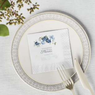 Dusty Blue Greenery Eucalyptus Bridal Shower Paper Napkin