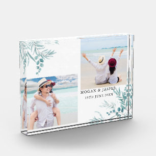 Dusty Blue Greenery Eucalyptus Leaves Wedding Photo Block