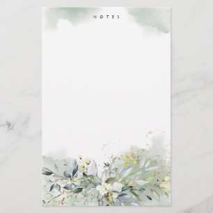 Dusty Blue Greenery Foliage Leaves Personalised Stationery