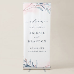 Dusty Blue Greenery Geometric Wedding Sign
