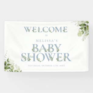 Dusty Blue Greenery Letter Baby Shower Welcome Banner