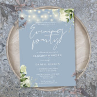 Dusty Blue Greenery Lights Wedding Evening Party