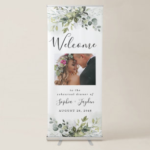 Dusty Blue Greenery Rehearsal Dinner Welcome Sign
