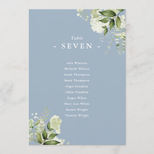 Dusty Blue Greenery Seating Plan Table Number