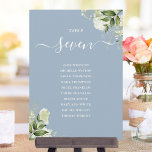 Dusty Blue Greenery Seating Plan Table Number<br><div class="desc">These elegant dusty blue botanical greenery leaves wedding table numbers can be personalised with your guests' seating plan set in chic typography. The cards are printed on the front and back (double-sided). Designed by Thisisnotme©</div>