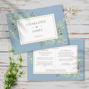 Dusty Blue Greenery Wedding Details Information Enclosure Card