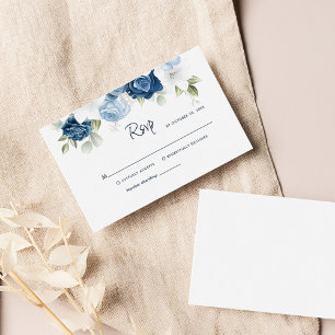 Dusty Blue Greenery Wedding RSVP Enclosure Card