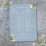 Dusty Blue Greenery Wedding Schedule Timeline Programme<br><div class="desc">This stylish dusty blue greenery wedding schedule timeline can be personalised with your wedding details in chic typography. Designed by Thisisnotme©</div>