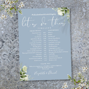 Dusty Blue Greenery Wedding Schedule Timeline Programme