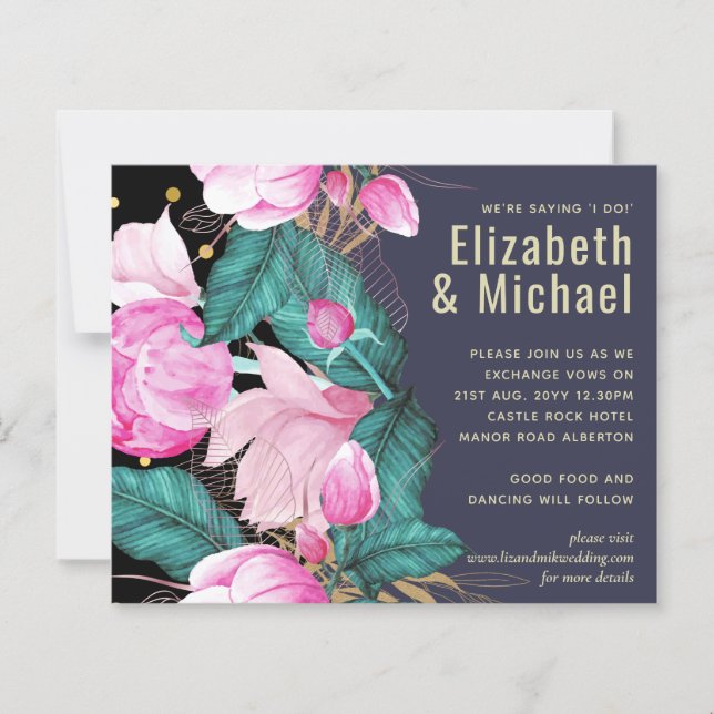 Dusty Blue Greenery Wedding Stationery BUDGET (Front)