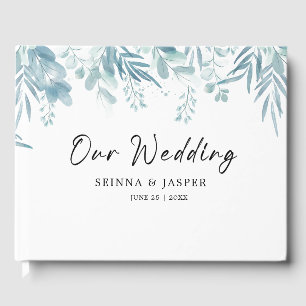Dusty Blue Greenery Wild Meadow Wedding  Guest Book