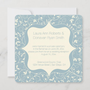 Dusty Blue Grey and Ivory Floral Reception Only Invitation