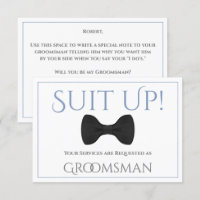 Dusty Blue & Grey Be My Groomsman Fun Bow Tie