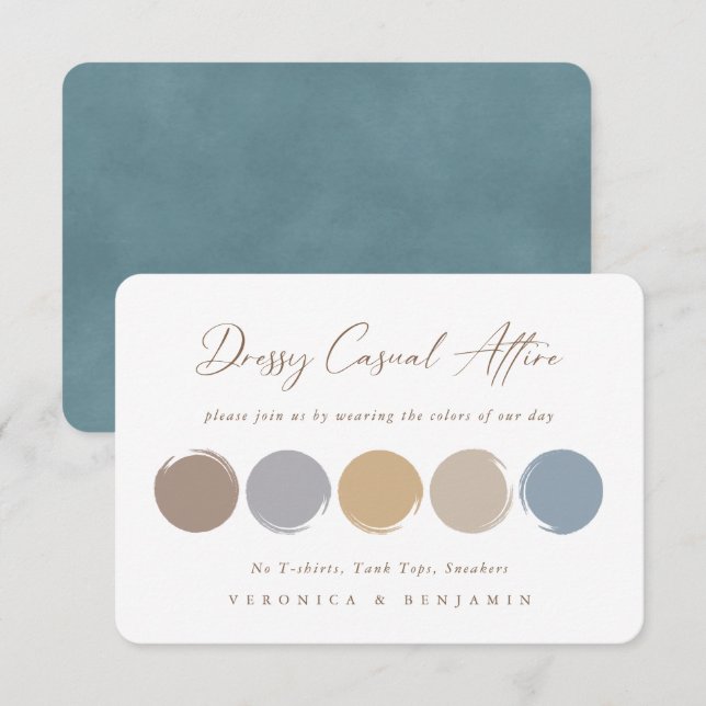 Dusty Blue, Grey, Beige Wedding Colour Palette Car RSVP Card (Front/Back)