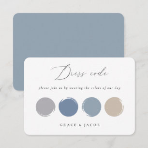 Dusty Blue, Grey, Beige Wedding Colour Palette Car RSVP Card