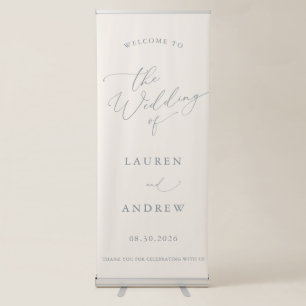 Dusty Blue Grey & Cream Welcome to Our Wedding Retractable Banner