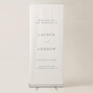 Dusty Blue Grey Cream Welcome to Our Wedding Retractable Banner