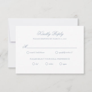Dusty Blue Grey Crest Wedding RSVP Card