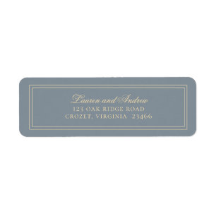 Dusty Blue-Grey & Gold Minimalist Return Address