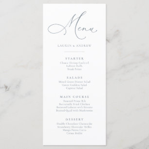 Dusty Blue Grey Minimalist Simple Flat Menu