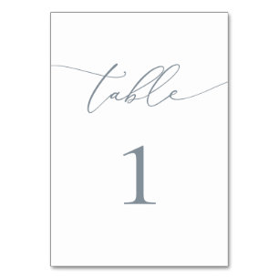 Dusty Blue Grey Minimalist Table Number